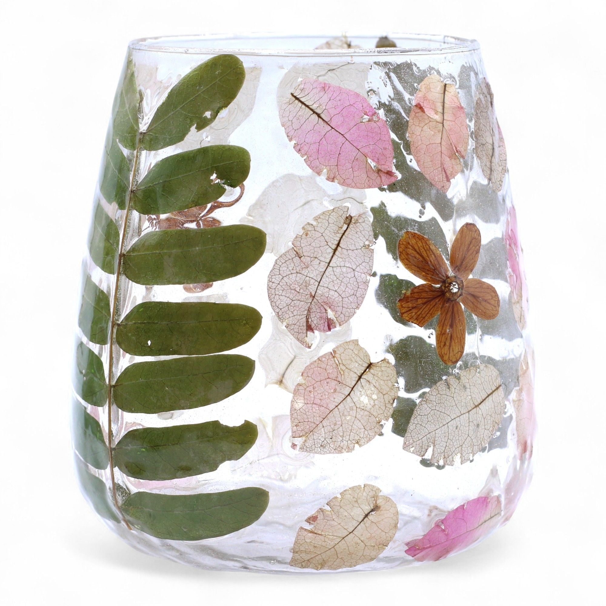 Natural Floral Glass Candle Holder Primavera for Home Decor