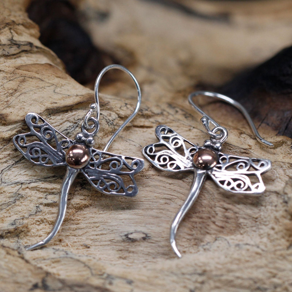 Stunning Silver & Gold Dragonflies Earrings for Unique Style Appeal