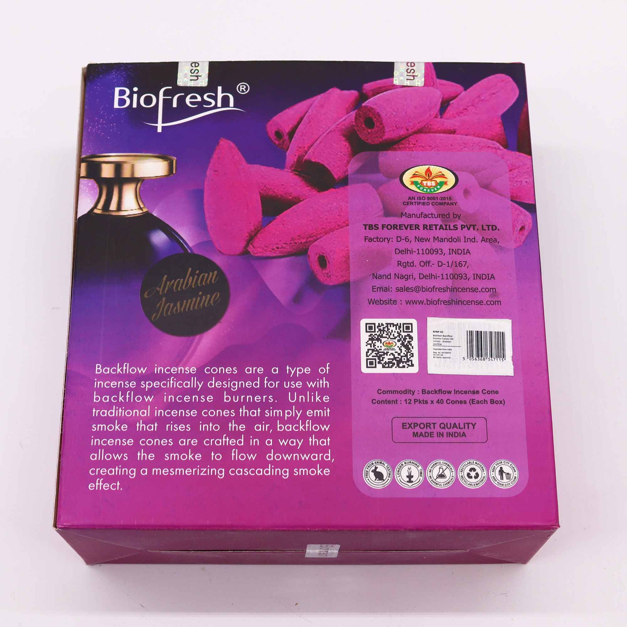 Biofresh Backflow Incense Cones with Arabian Jasmine Fragrance