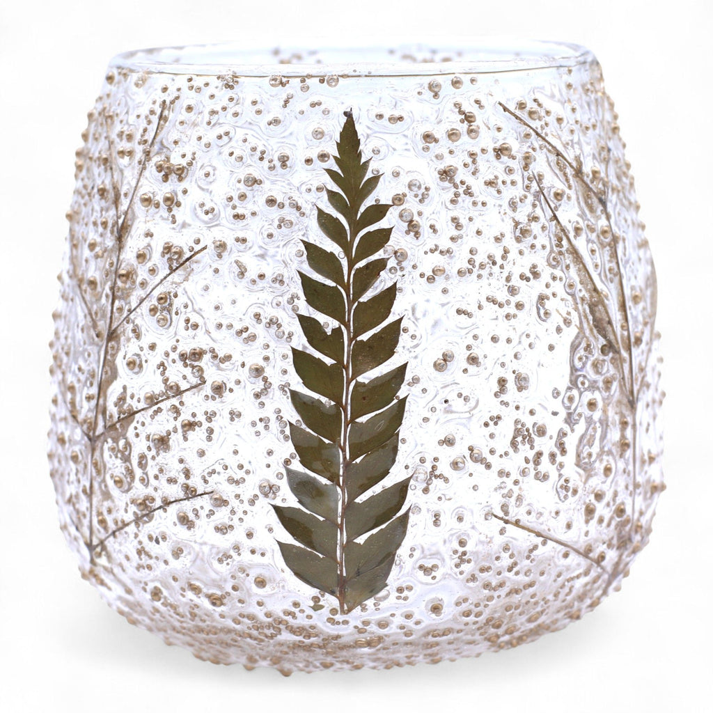 Natural Floral Glass Candle Holder Pino for Home Decor 10x9cm
