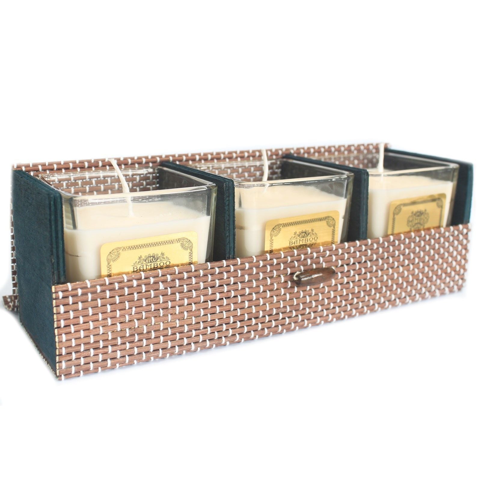 Elegant Triple Box Fine Bamboo Gift Box for Candles and More