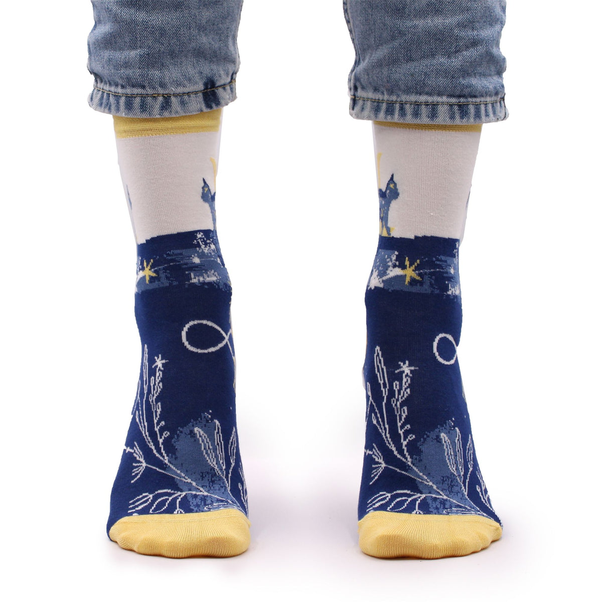 Agnes + Cat Hop Hare Bamboo Socks S/M - Midnight Cat