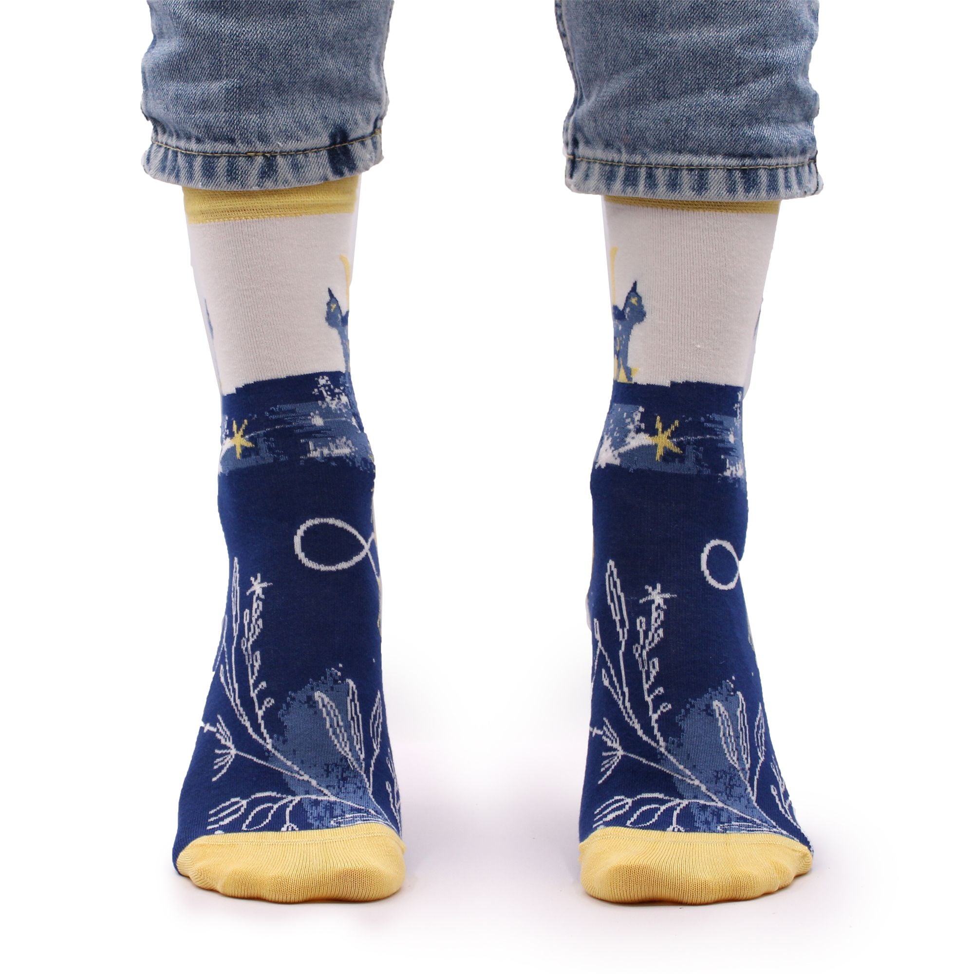 Agnes + Cat Hop Hare Bamboo Socks S/M - Midnight Cat