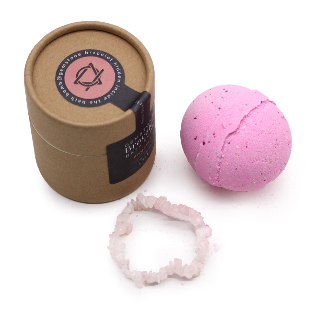Rose Quartz Gem Bracelet Bath Bomb with Bergamot Fragrance
