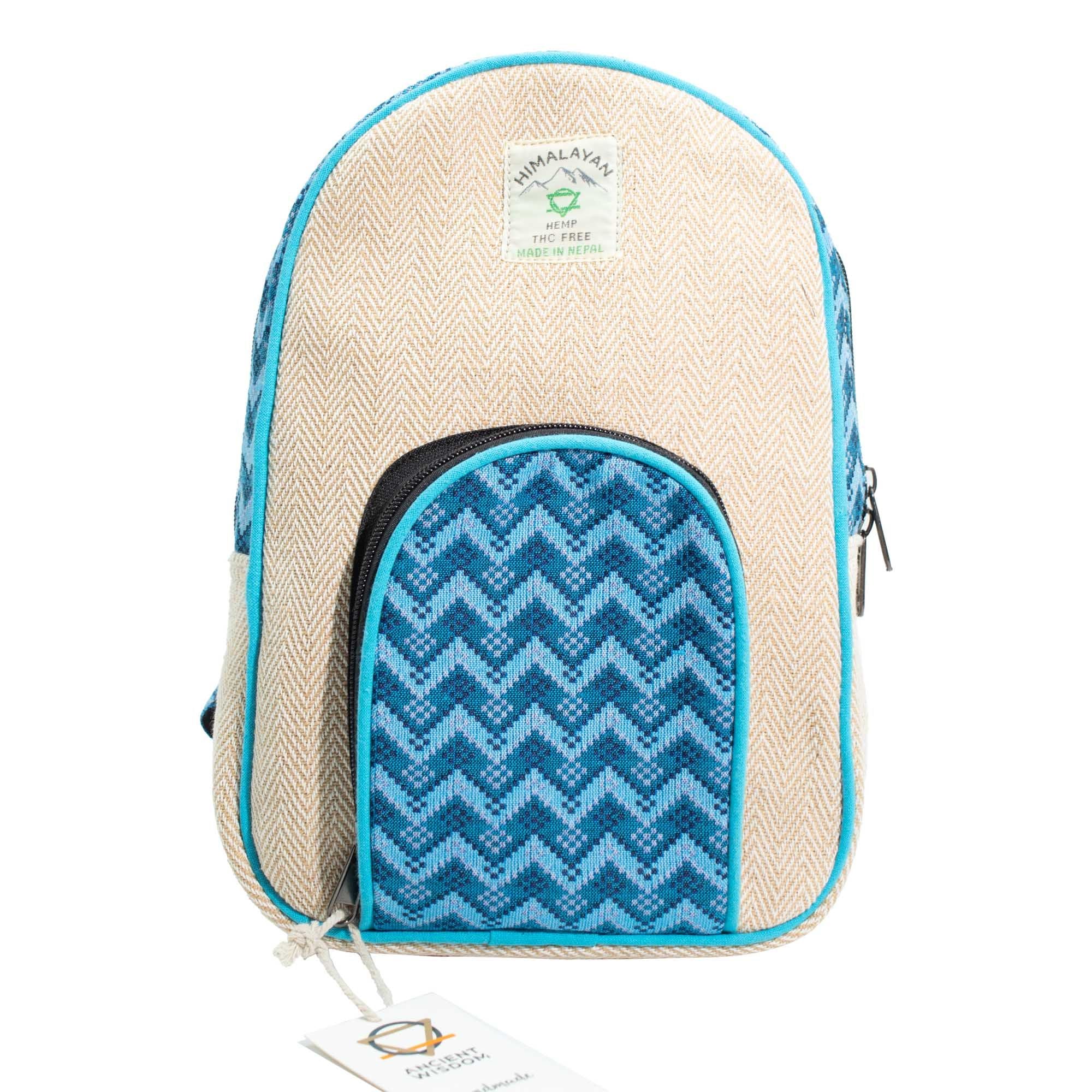 Medium Kathmandu Backpack with Dhaka Design in Blue Pattern