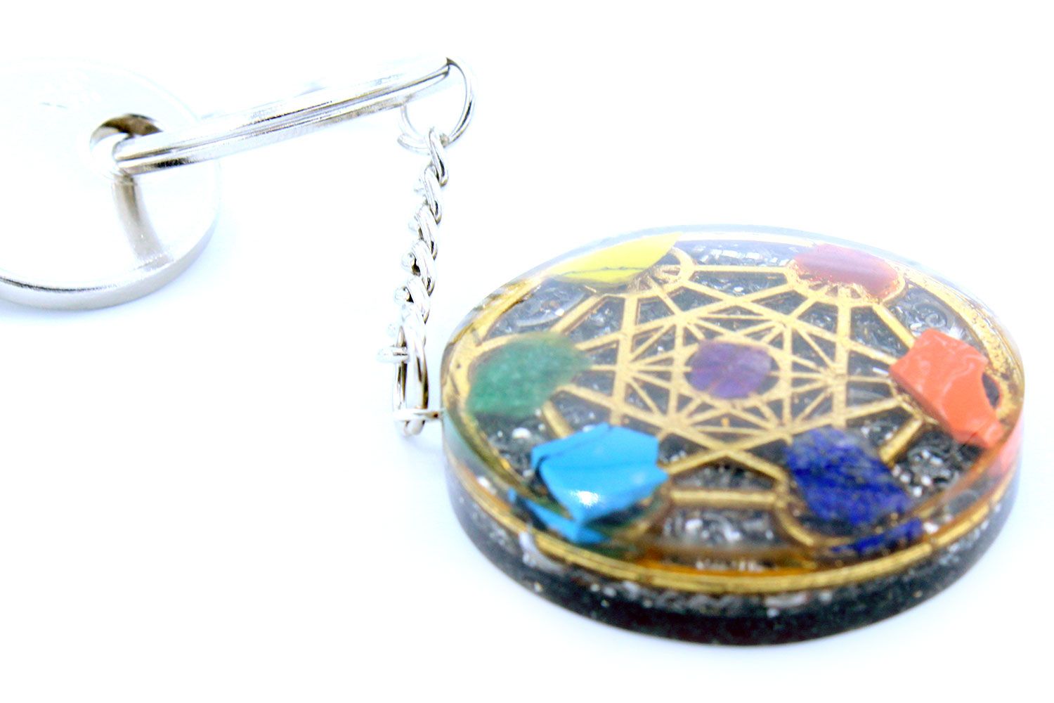 Orgonite Power Keyring Round Seven Chakra for Daily Use and Style