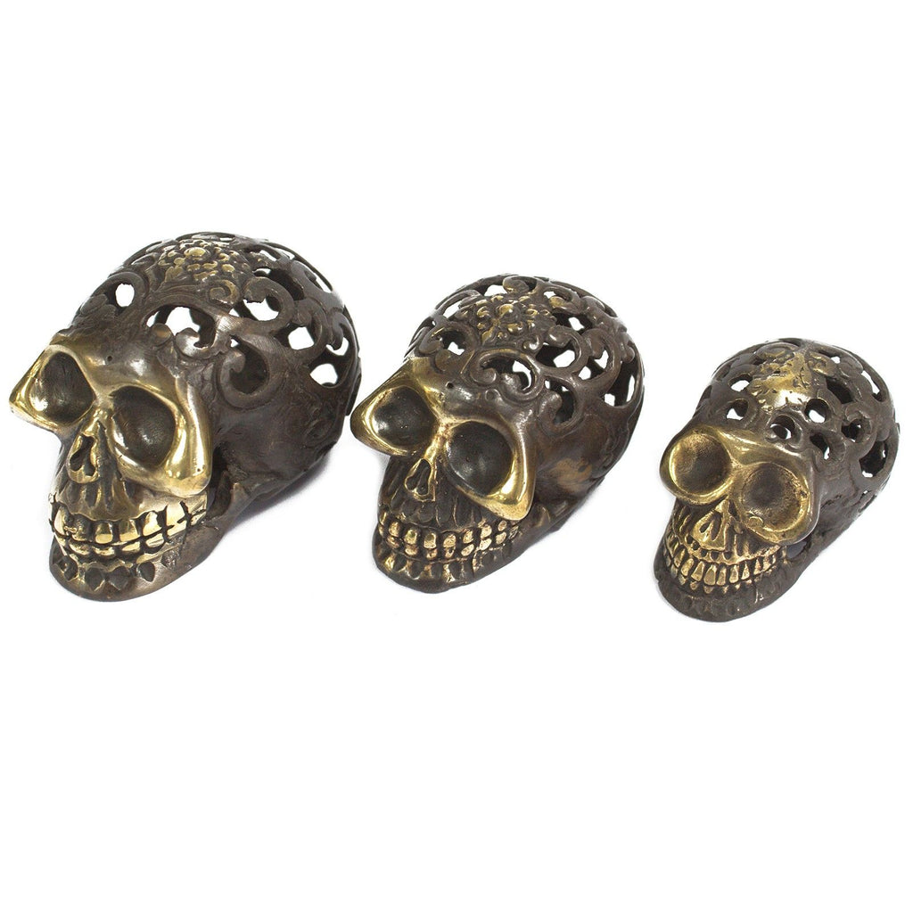 Vintage Brass Skull Small Decorative Fengshui Home Accent Piece