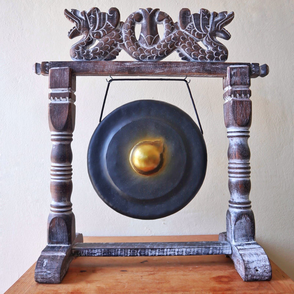 Small Black Healing Gong with Stand 25cm for Tranquil Spaces