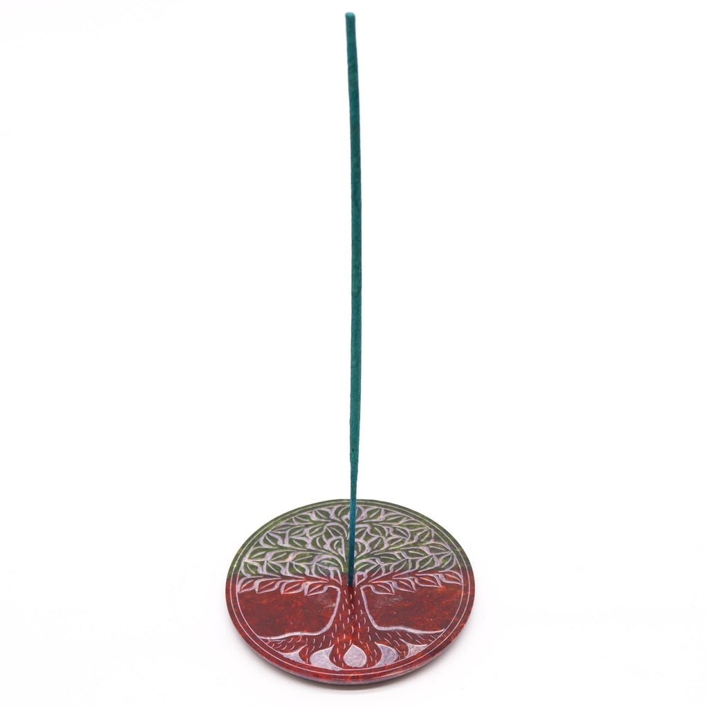 Soapstone Disc Incense Holder Tree of Life for Home Decor Style