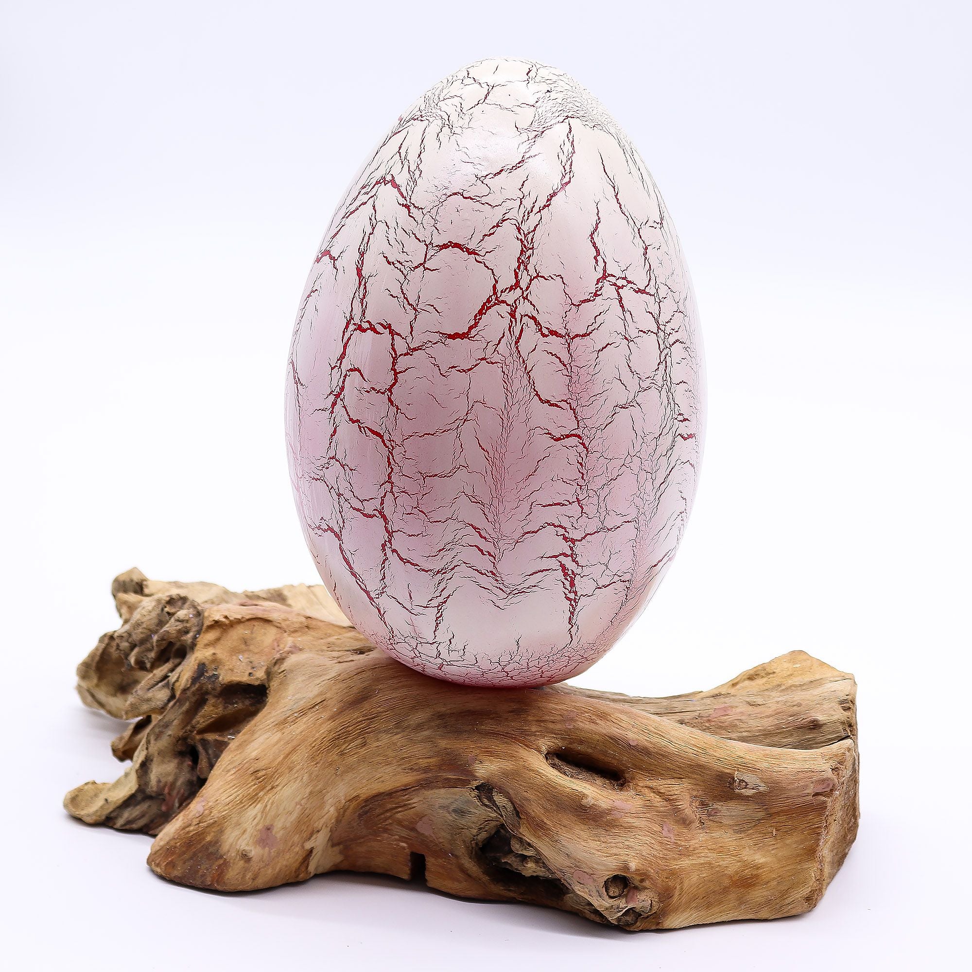 DriftGlow Lamp with Crackle Fire Egg Shade in Orange Finish