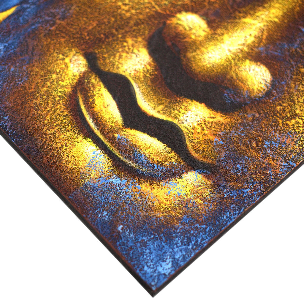 Buddha Painting with Gold Face and Lotus Flower for Elegant Home Decor