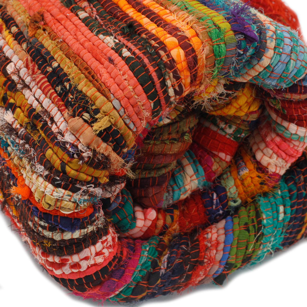 152 x 90cm Luxury Orange Rag Rug for Vibrant Home Decor