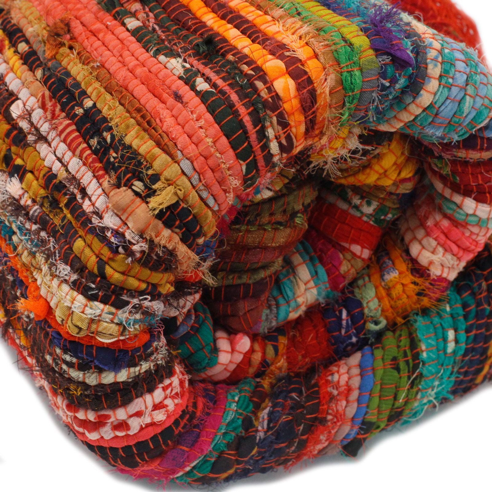 152 x 90cm Luxury Orange Rag Rug for Vibrant Home Decor
