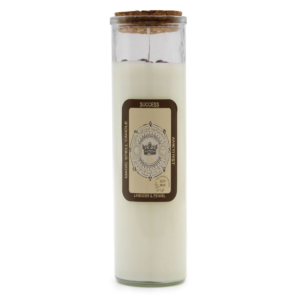 Magic Spell Candle for Success with Amethyst and Lavender Aroma