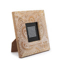 Small White Mango Wood Picture Frame with Buddha Design for 10x10cm