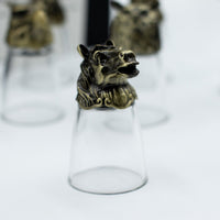 Gift Set of 12 Bottom Up Shot Glasses (25ml) - Forest & Mystical Creatures - Antique Bronze