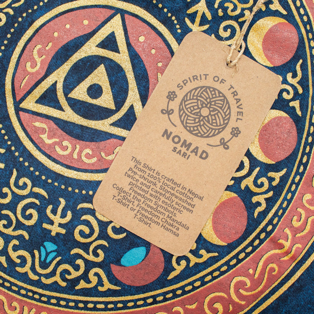 Nomad Sari Stonewashed Cotton T Shirt Stay Wild Moon Child Blue