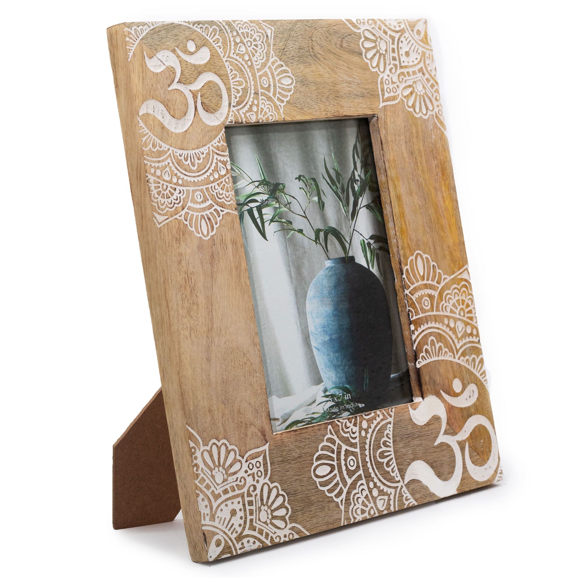 Large White Mango Wood Picture Frame with Mandala Design 13x18cm