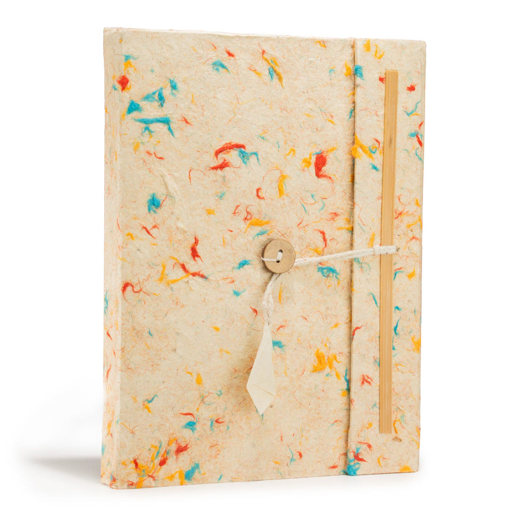 Lokta Mixed Colour Cotton Notebook Large with Bookmark 21x15cm