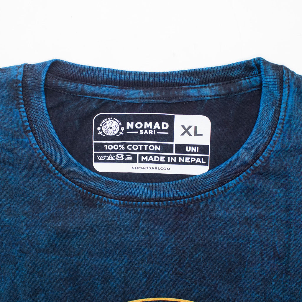 Nomad Sari Stonewashed Cotton T Shirt Stay Wild Moon Child Blue