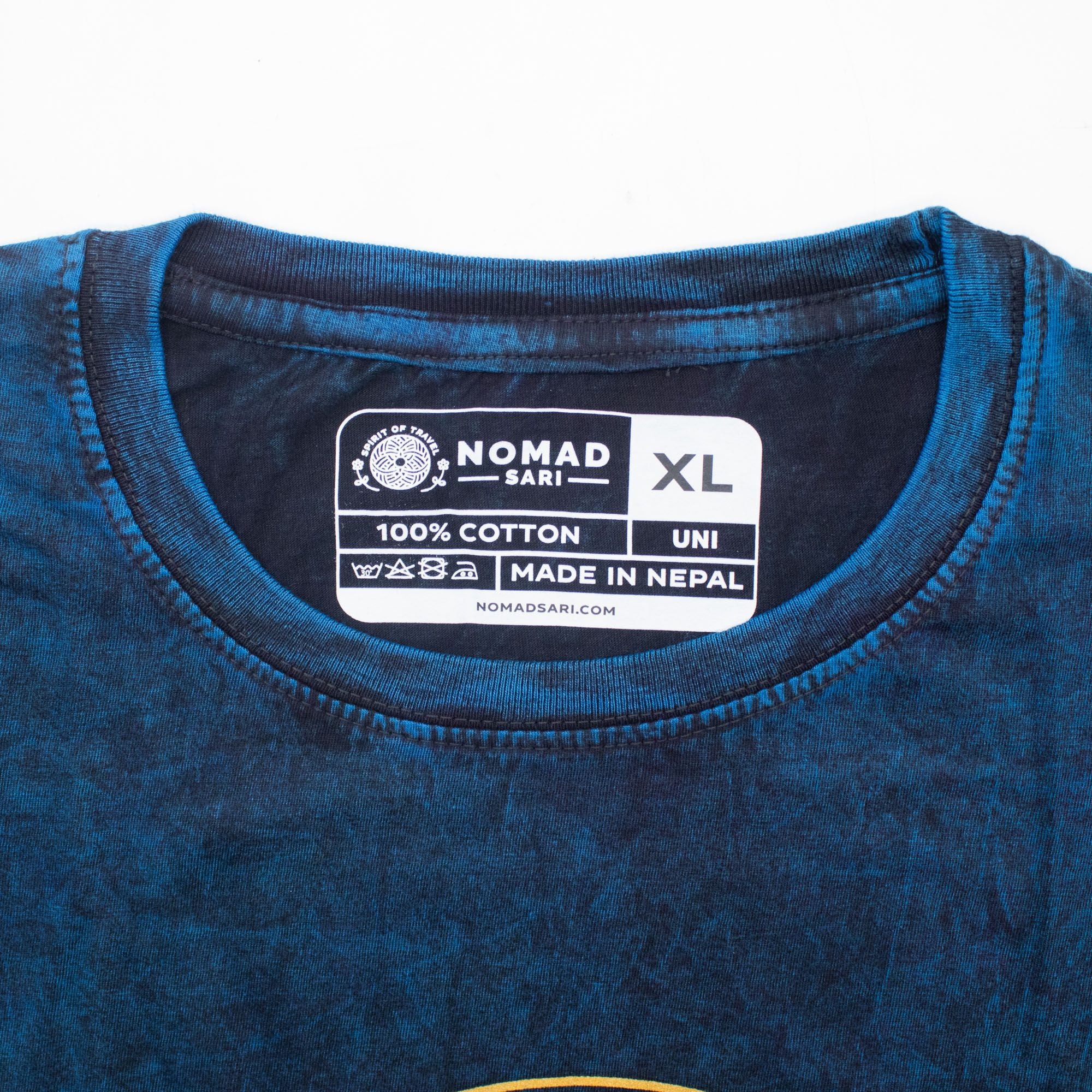 Nomad Sari Stonewashed Cotton T Shirt Stay Wild Moon Child Blue