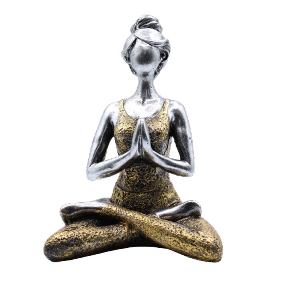 Yoga Lady Figure in Silver and Gold 24cm for Stylish Home Decor