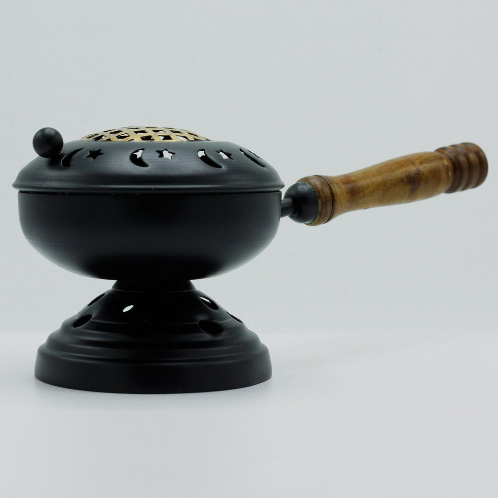 Large Iron Censer on Stand Incense Burner with Elegant Gold Detail