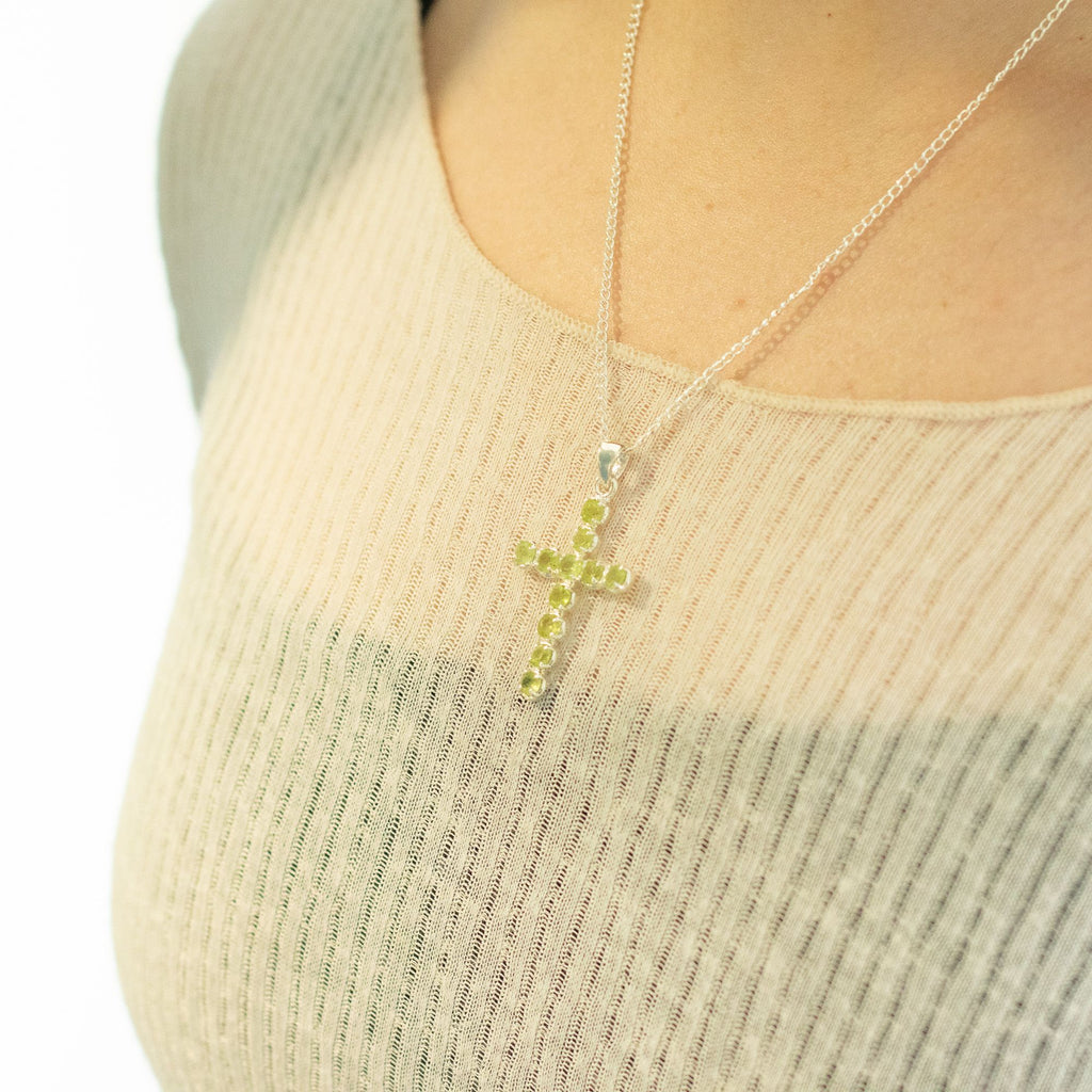 Indian Devotional Pendant with Silver Plated Chain and Peridot