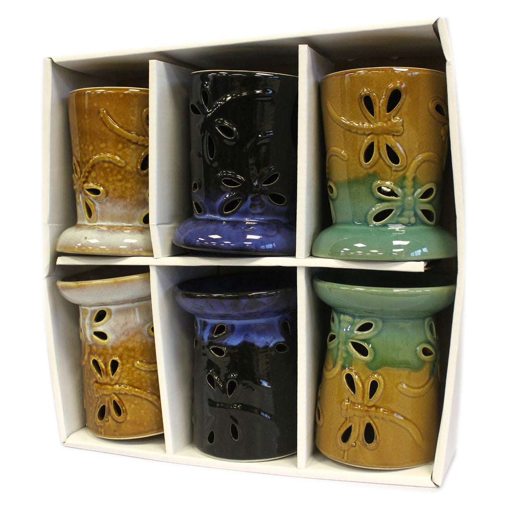Classic Rustic Oil Burner with Dragonfly Design for Fragrance Oils