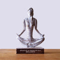 Wooden Yoga Lady in Whitewash Easy Pose for Home Decor Display