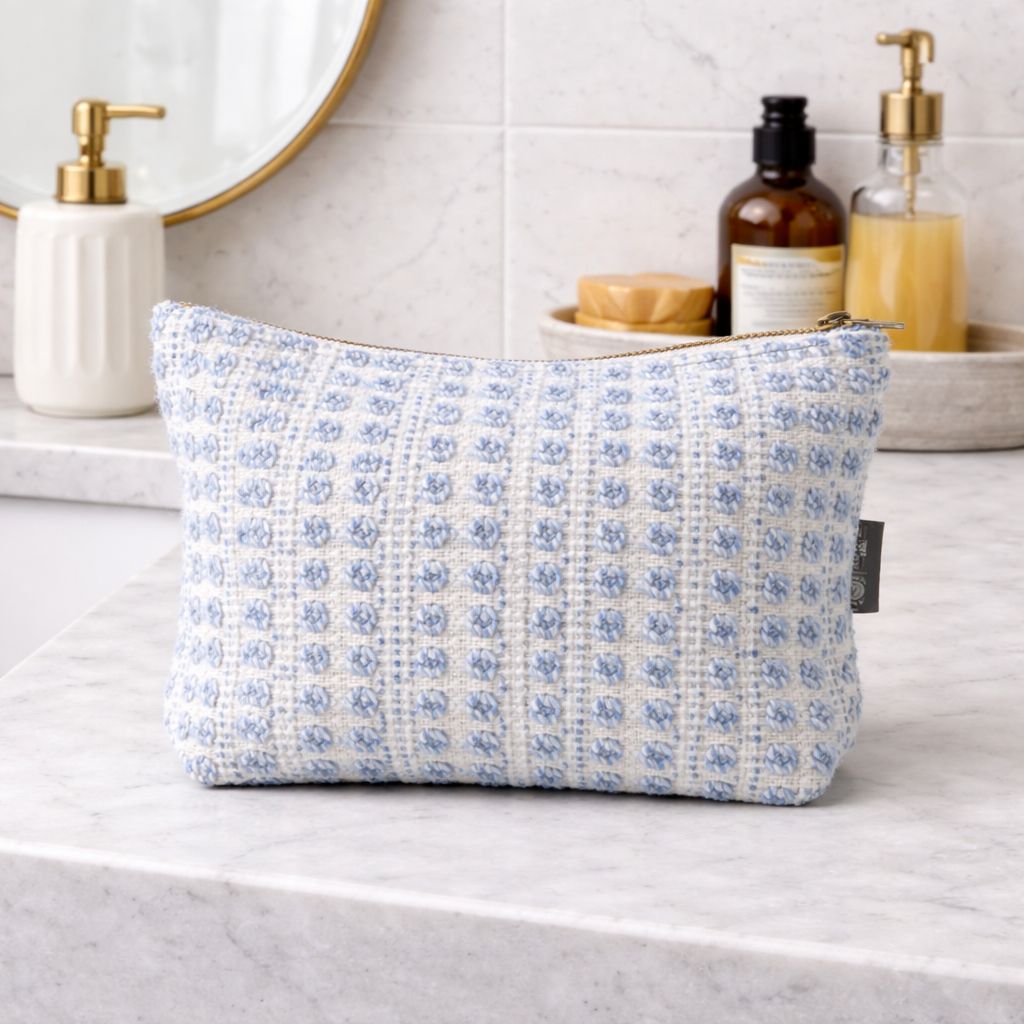 Nomad Sari Indian Jacquard Toiletry Bag in Indigo Echo Design