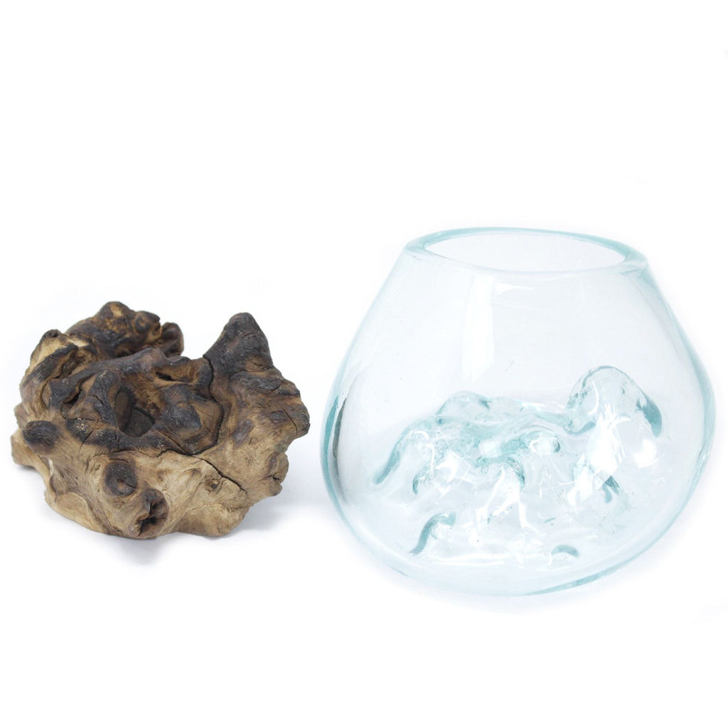 Molten Glass on Wood Small Bowl for Chic Home Decor Accents