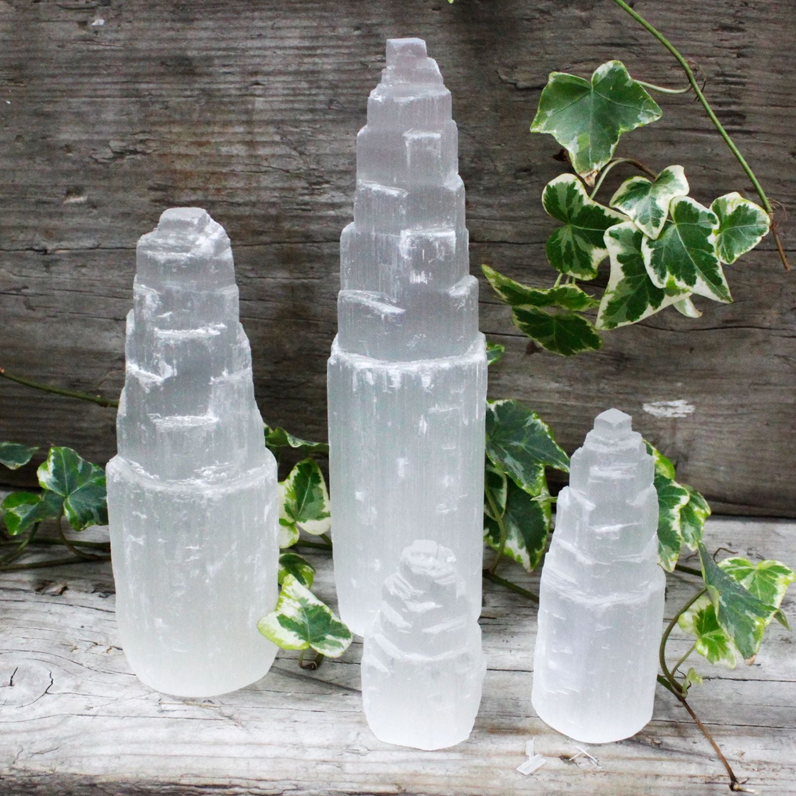 Natural Selenite Tower Unique 5 cm Crystal for Home Decor Display