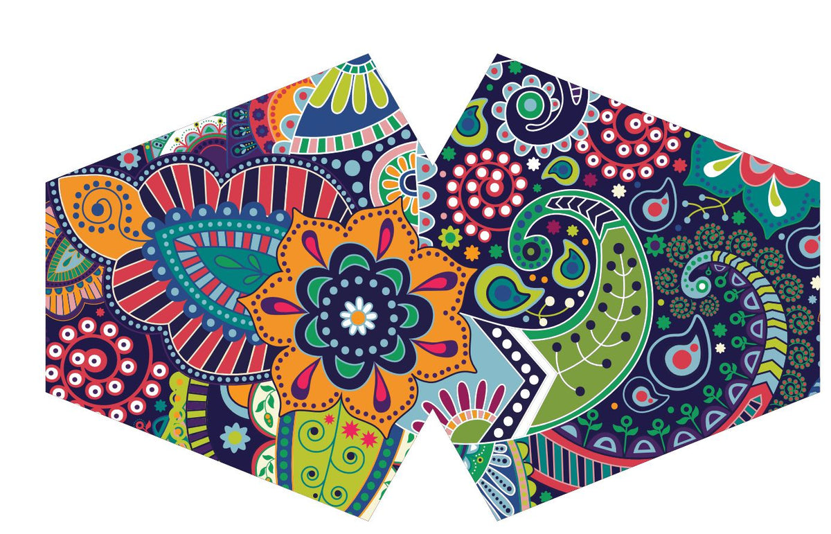 Reusable Poly-Cotton Face Mask with Filter Pocket – Funky Swirls (Adult)