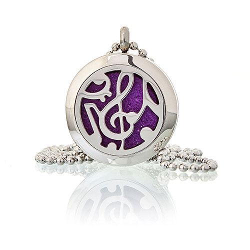 Aromatherapy Diffuser Necklace Music Notes Design 25mm Pendant