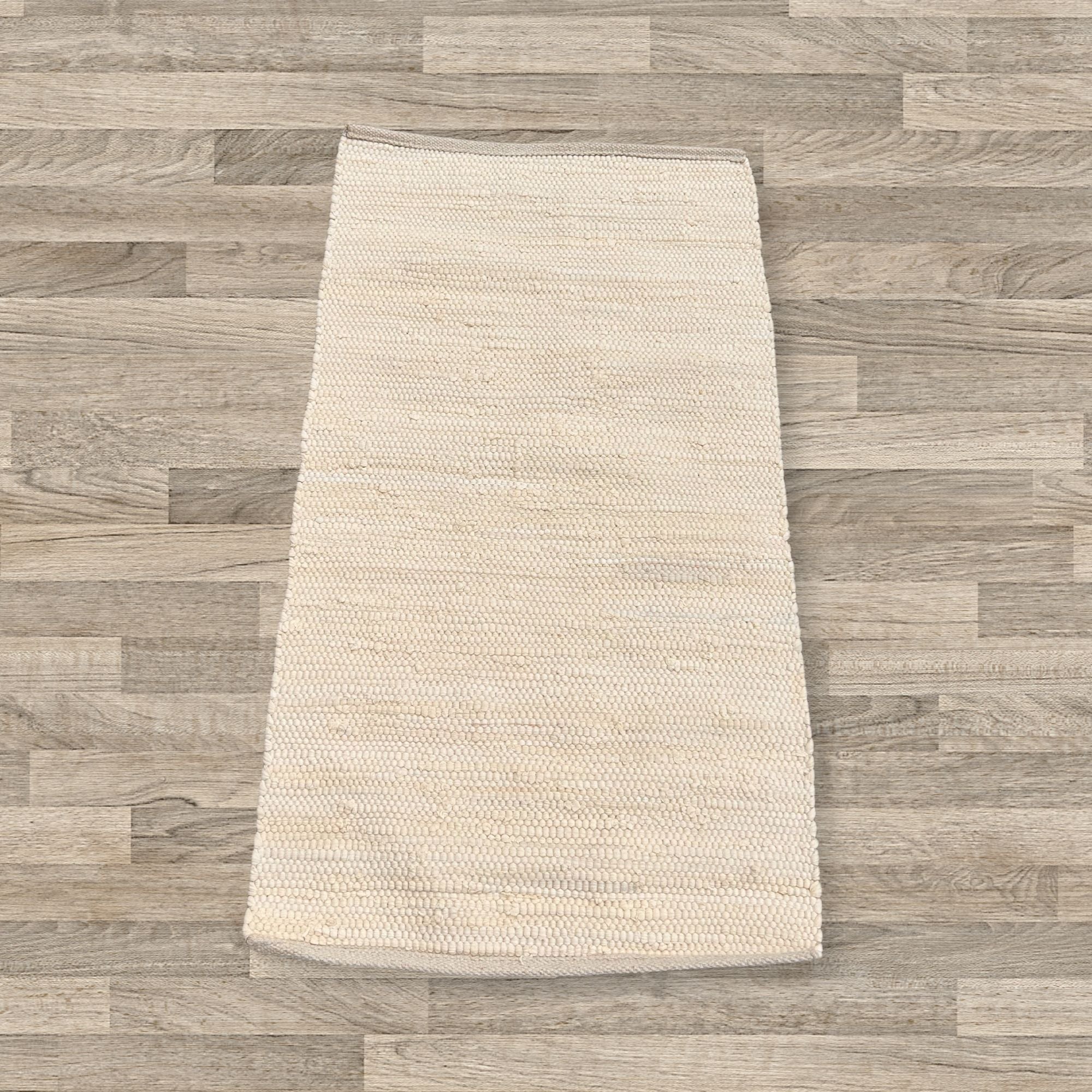 Small Indian Handloom Cotton Rug in Cream for Home Decor