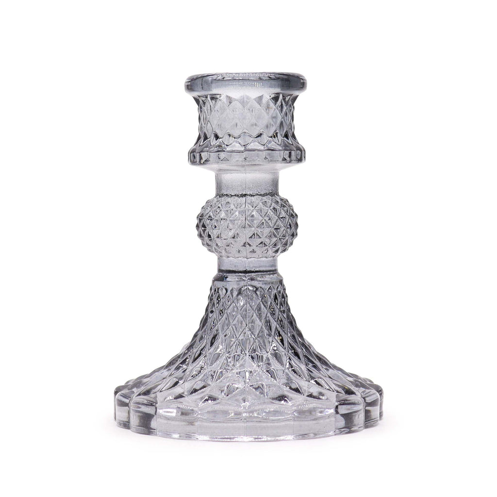 Vintage Dinner Candle Holder in Midnight Grey Glass Design