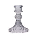 Vintage Dinner Candle Holder in Midnight Grey Glass Design