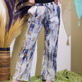 Nomad Sari Lounge Pants L/XL in Blue Tie Dye with Gold Motif