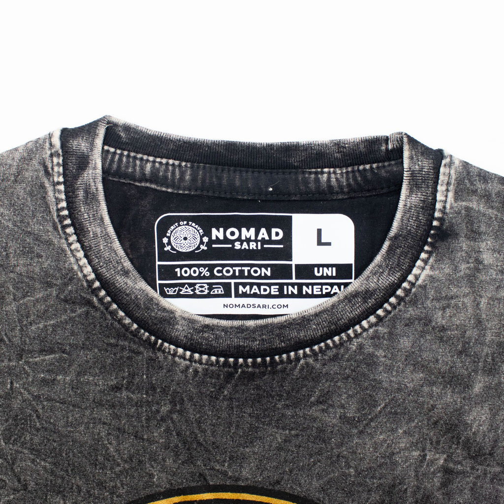 Nomad Sari Stonewashed Cotton T Shirt Rebel Charcoal Large Size
