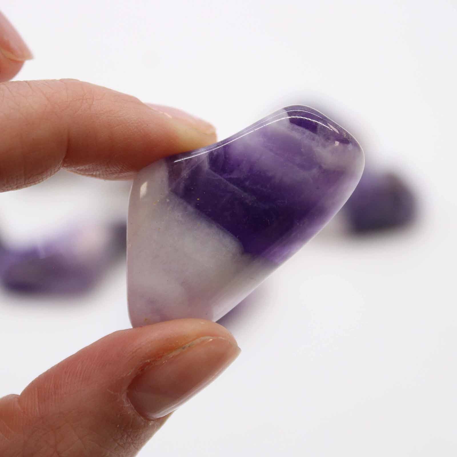 Medium Tumble Stones Amethyst Banded Grade B for Home Display Decor