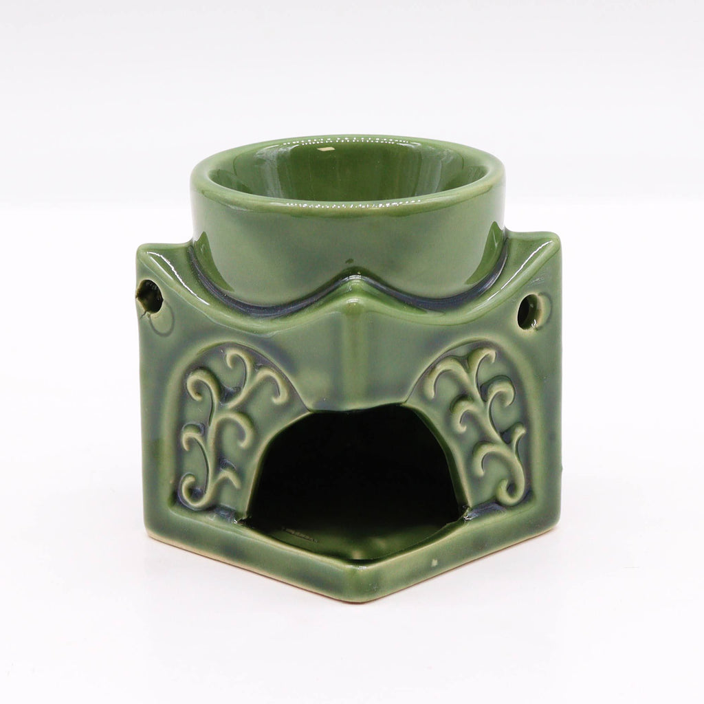 Square Buddha Burner in Dark Jade for Aromatic Oil Use