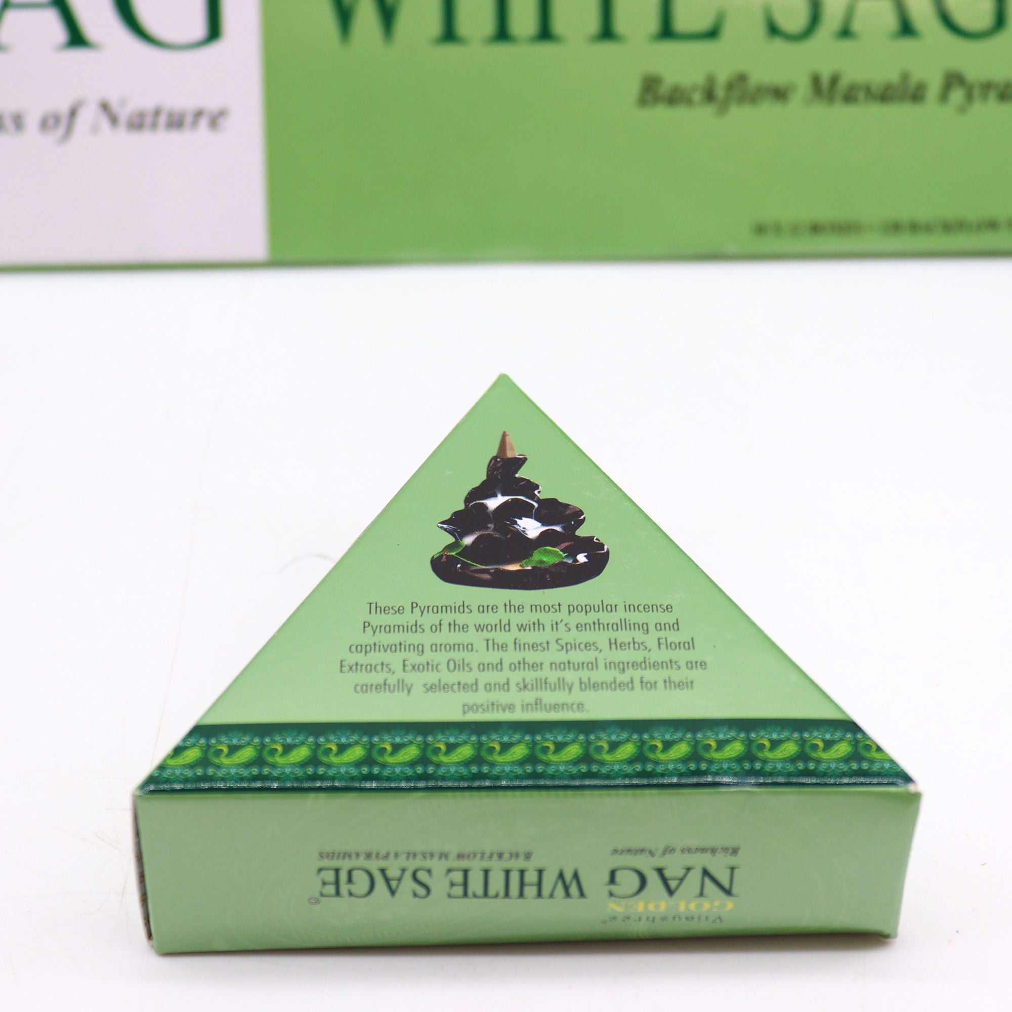 42g Jumbo Golden Nag White Sage Backflow Incense Cones for Purity