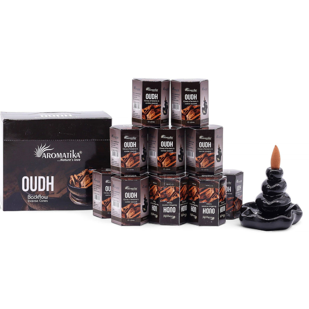 Pack of 10 Oudh Masala Backflow Incense Cones for Aromatic Bliss