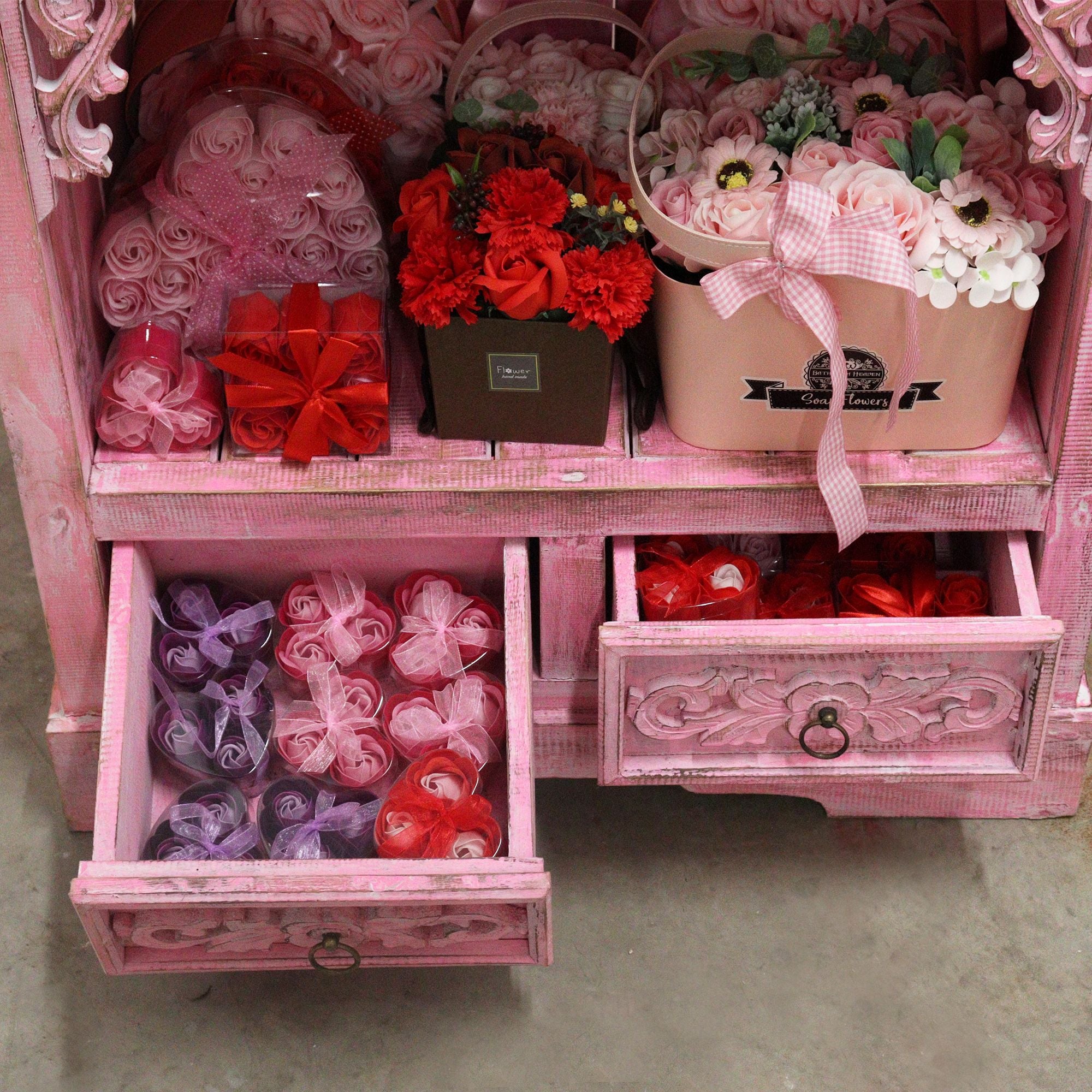 Albasia Bathroom Cabinet in Pinkwash for Chic and Stylish Storage