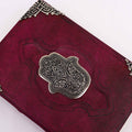 Hefty Red Tan Book with Zinc Hamsa Hand Decor and 200 Pages