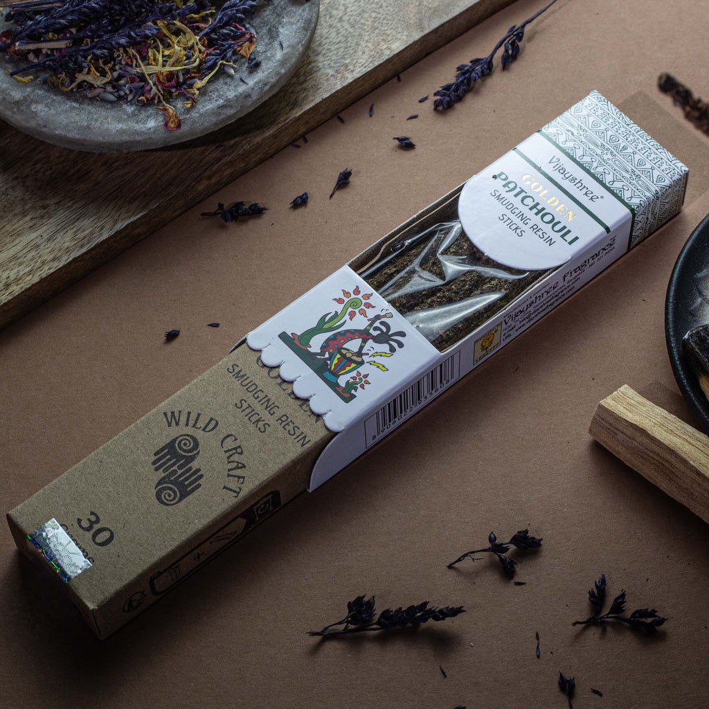 Golden Patchouli Smudging Resin Sticks 30g for Aromatic Spaces