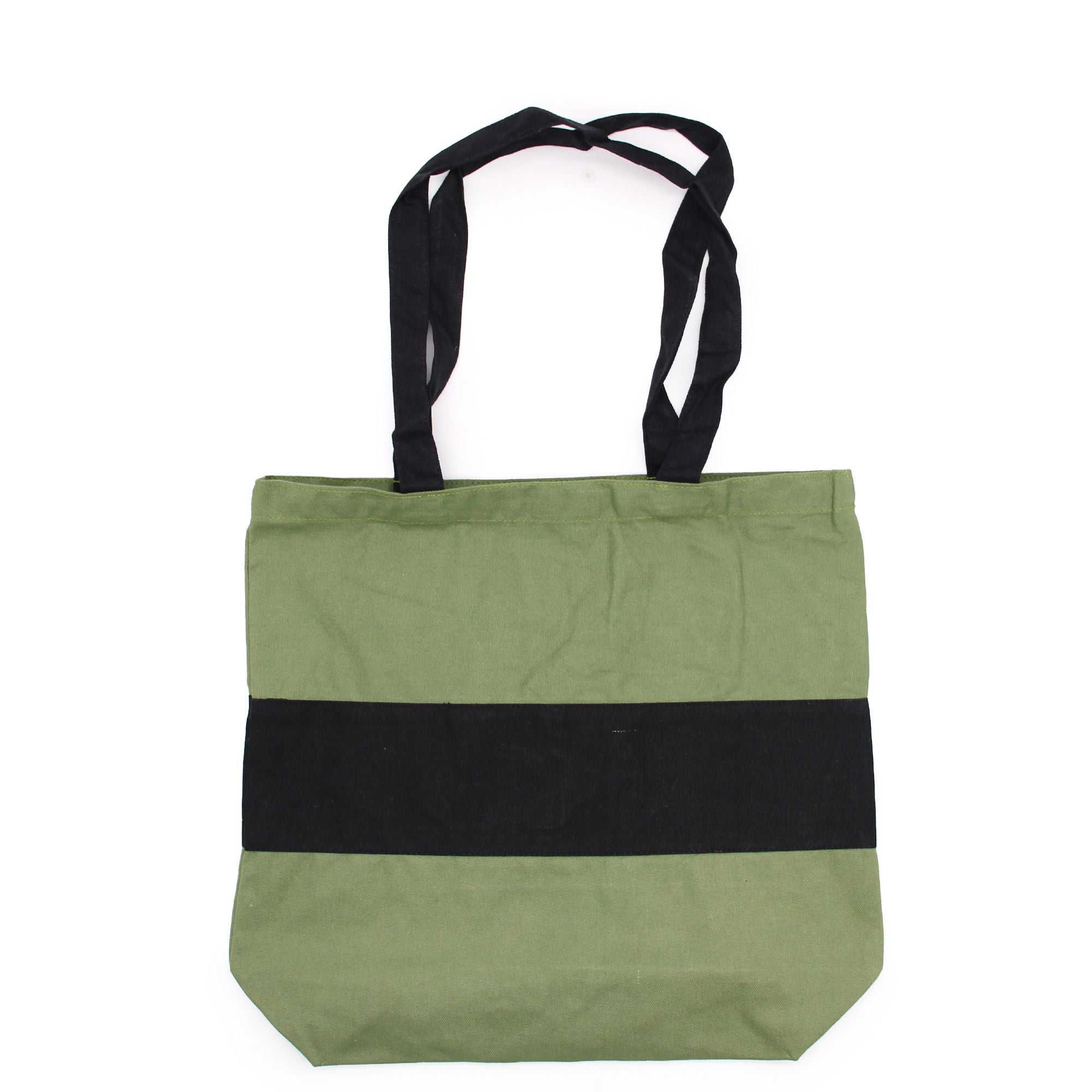 Cotton Tote Two Tone Bag Green and Black Eco Friendly Shopper