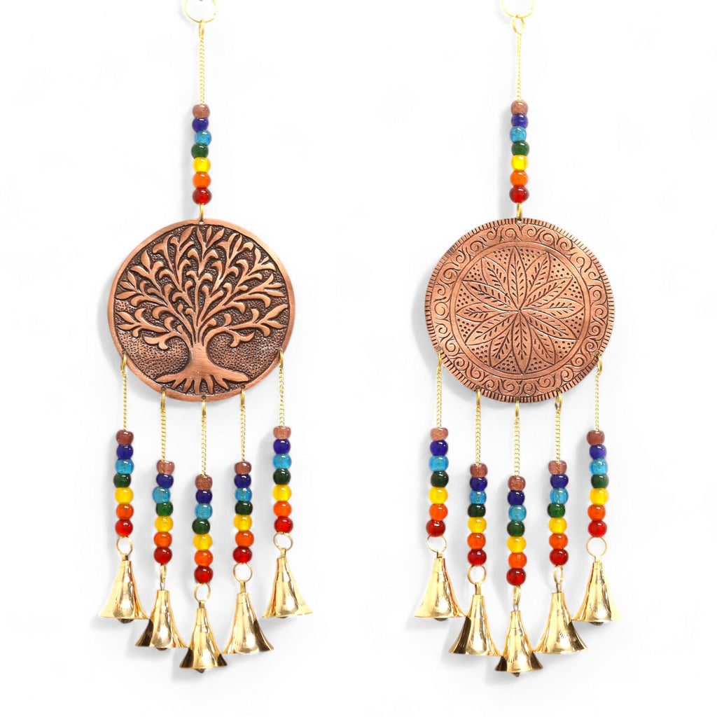 Indian Chimes with Tree of Life Design and Chakra Beads