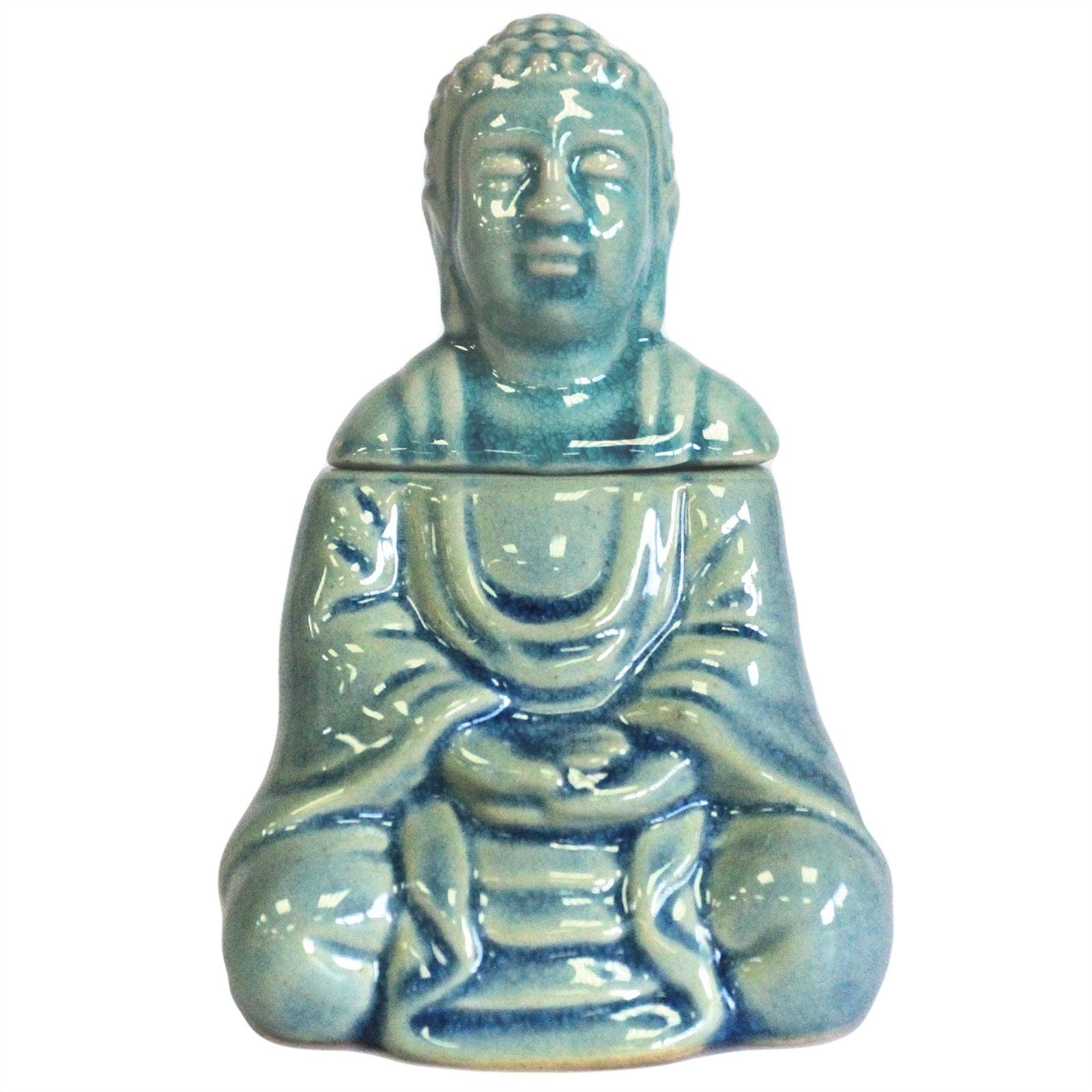 Sitting Buddha Oil Burner in Blue for Fragrance Oils and Melts